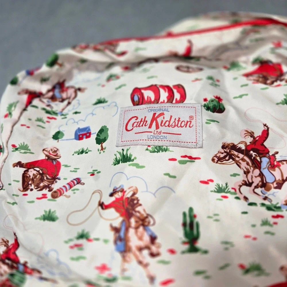 Cath Kidston Cowboy Western Print Backpack Red Cream Novelty Bag